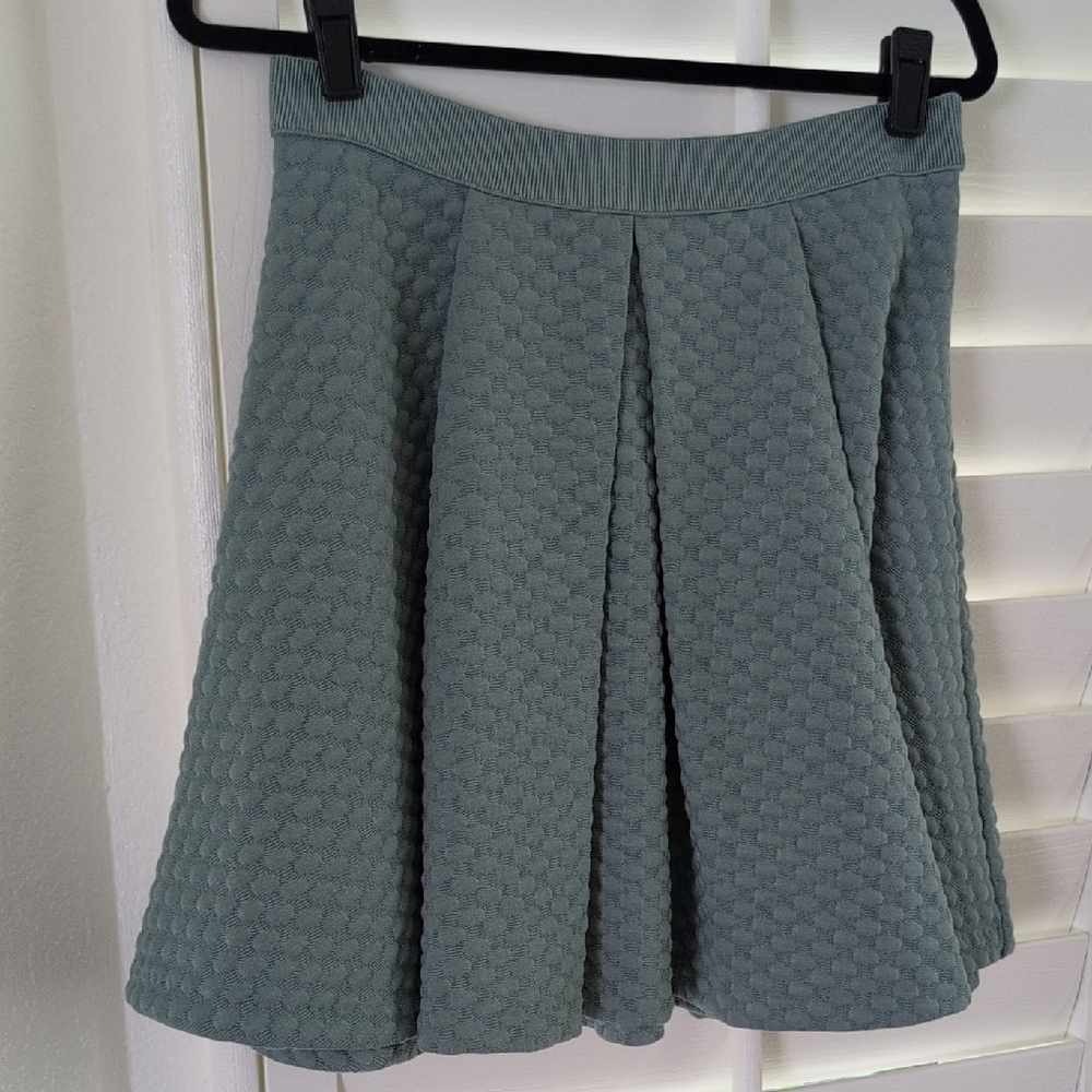 H&M Textured Skater Skirt in Blue-Green
